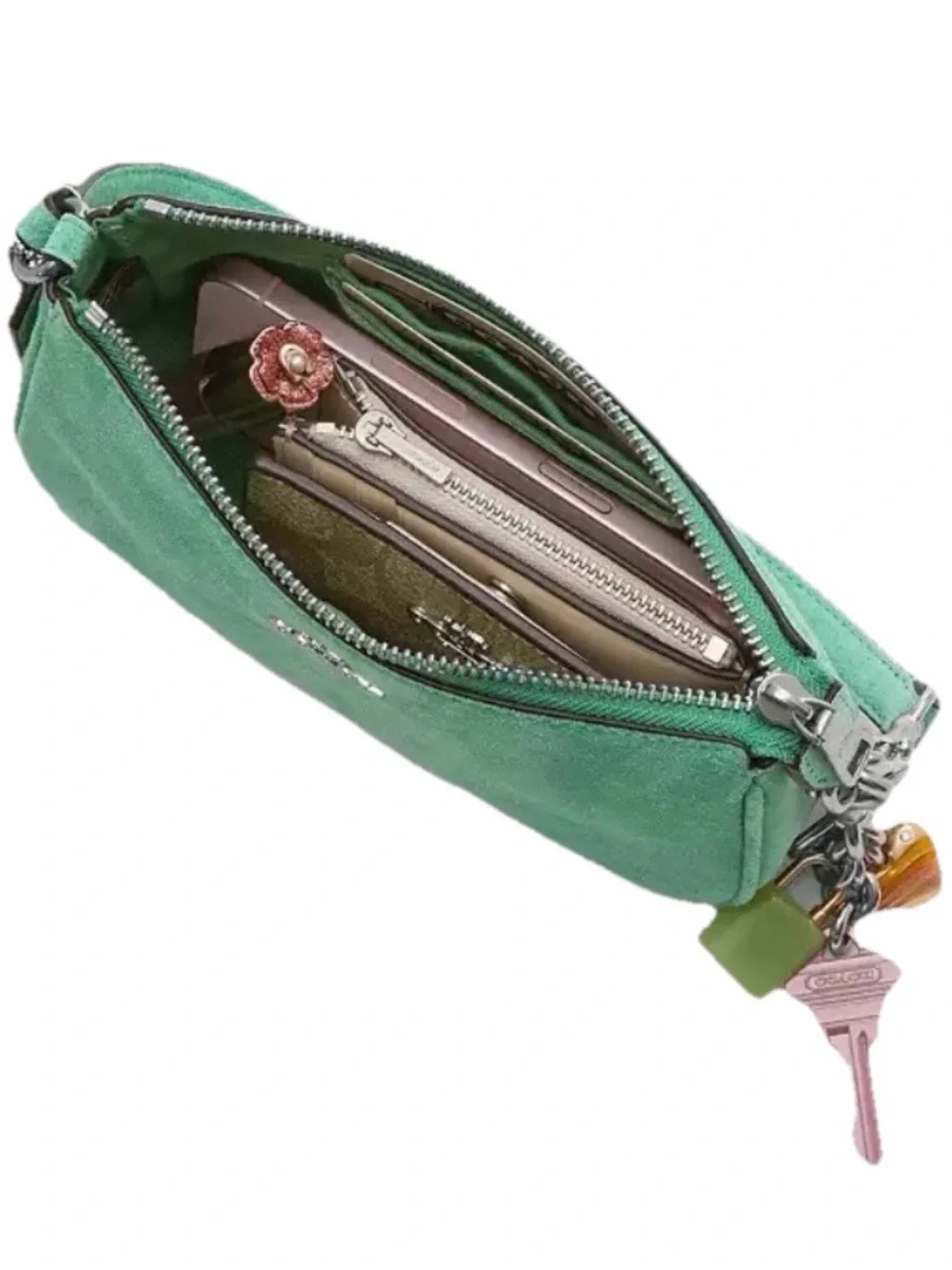 COACH Nolita 19 Shoulder Bag in Mint Green Suede with Silver Tone Hardware - NWT